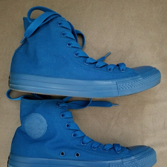 Converse All Star Monochrome All Blue High Tops - Picture 6 of 8